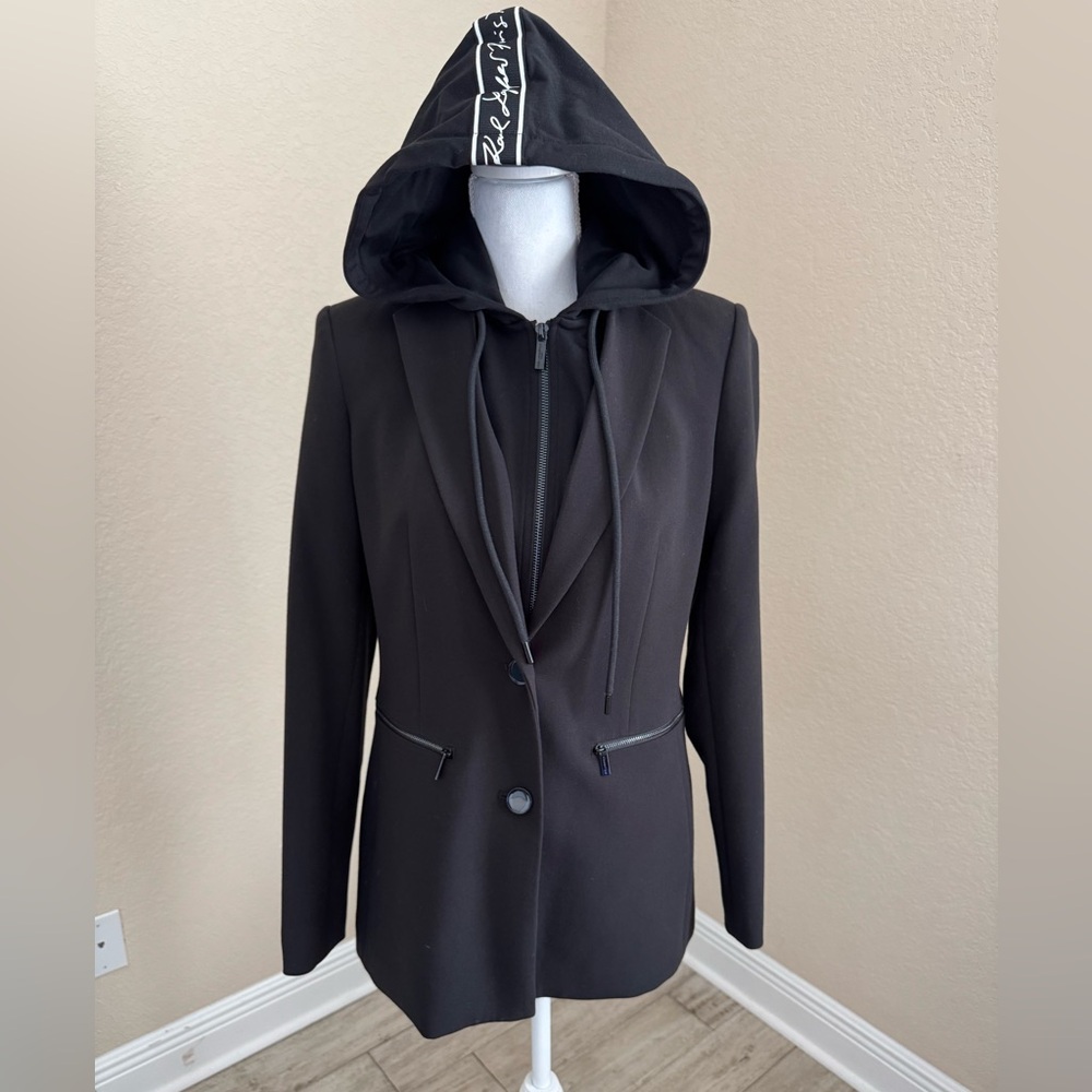 Karl Lagerfeld Hooded Jacket with Zip Inside and Button Women’s XS